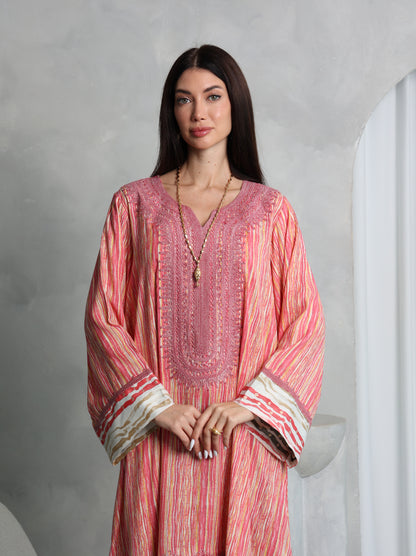 Coral Stripe Kaftan