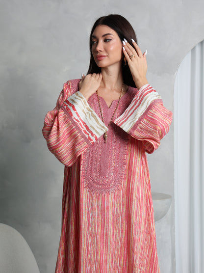 Coral Stripe Kaftan