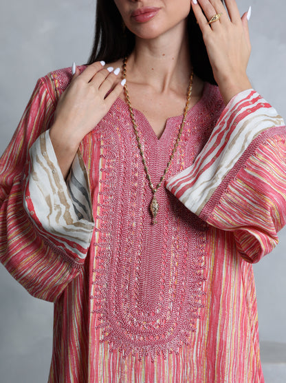 Coral Stripe Kaftan