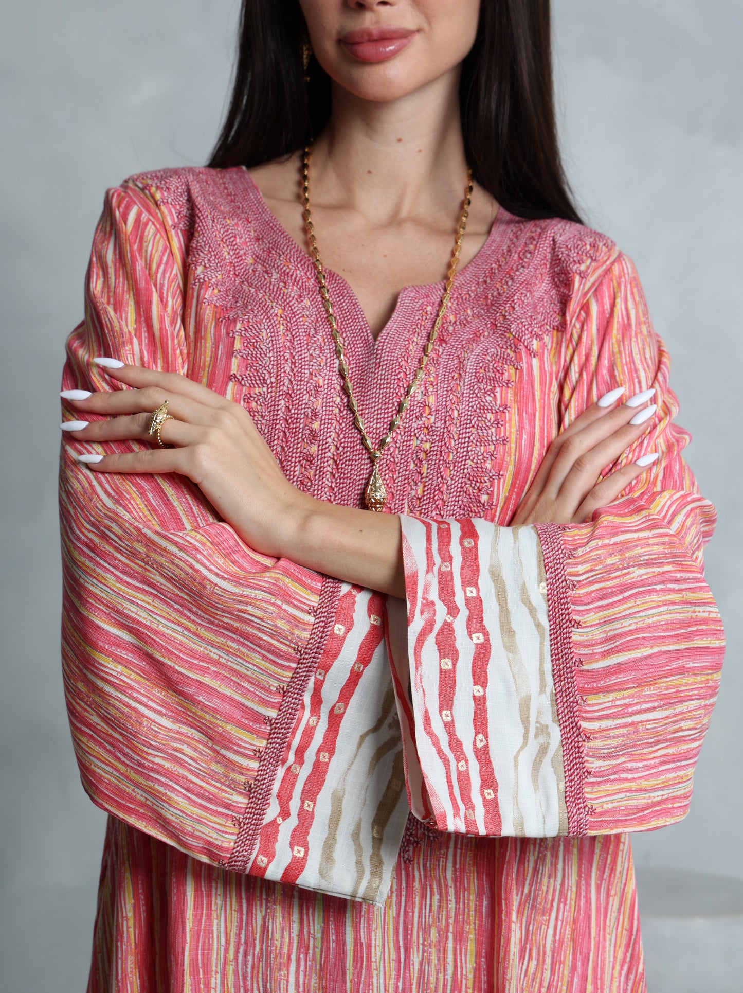 Coral Stripe Kaftan