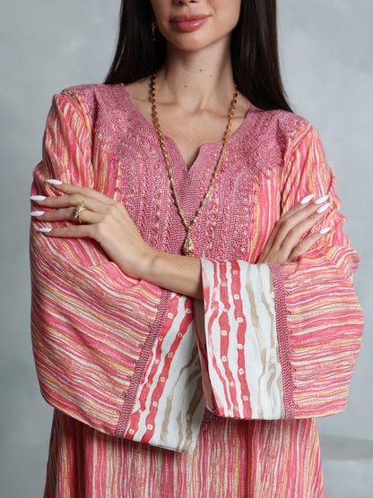 Coral Stripe Kaftan