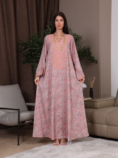 Peach & Gray Paisley Kaftan