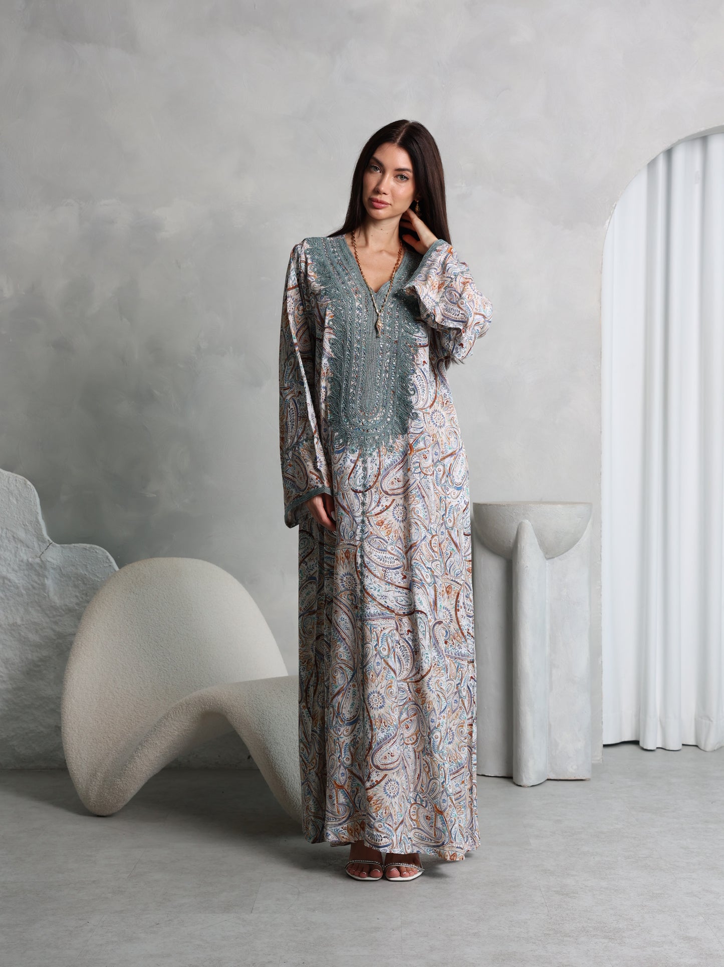Sage Paisley Kaftan