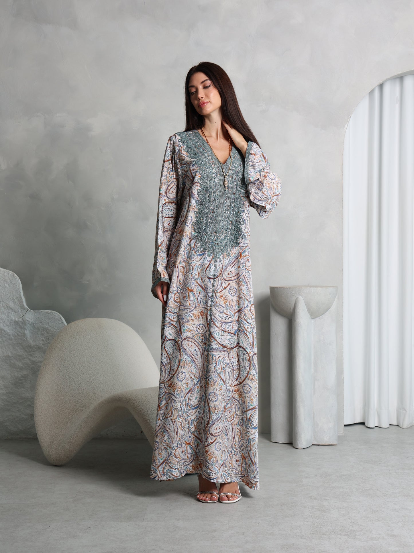 Sage Paisley Kaftan