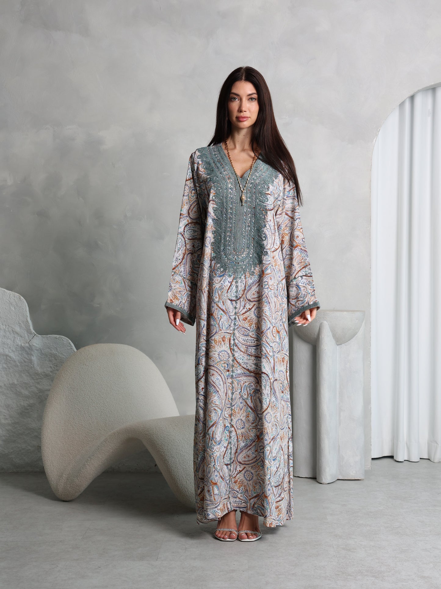Sage Paisley Kaftan