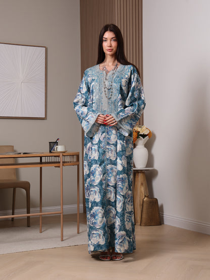 Azure Peony Kaftan