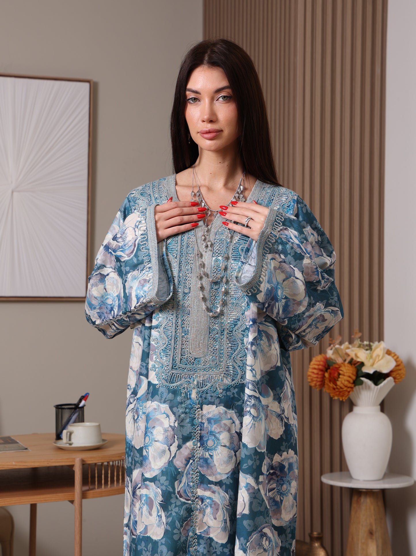 Azure Peony Kaftan