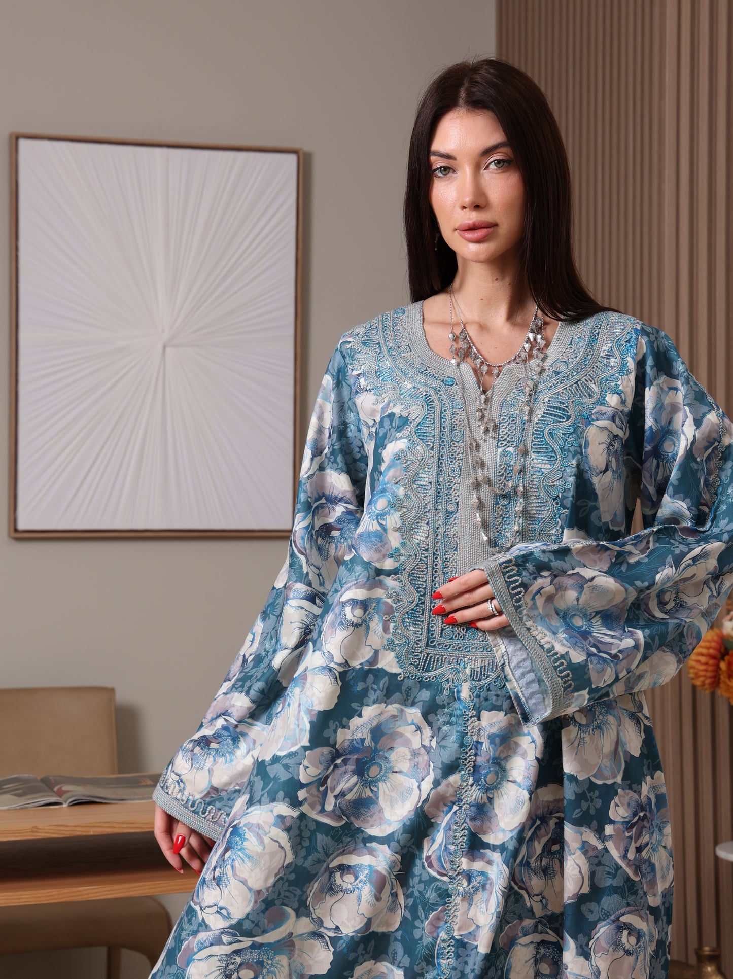 Azure Peony Kaftan