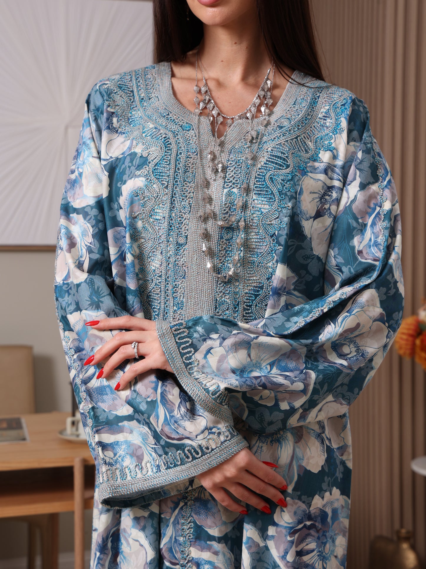 Azure Peony Kaftan