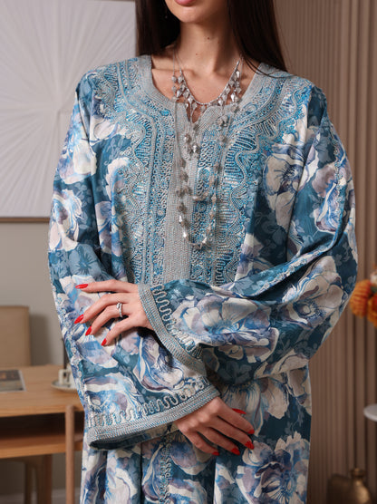 Azure Peony Kaftan