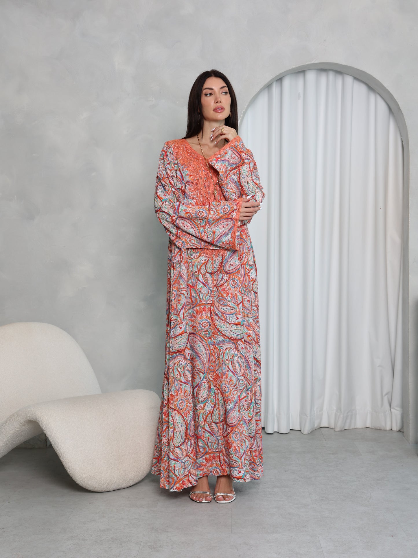 Terracotta Paisley Kaftan