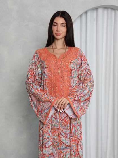 Terracotta Paisley Kaftan