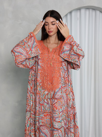 Terracotta Paisley Kaftan