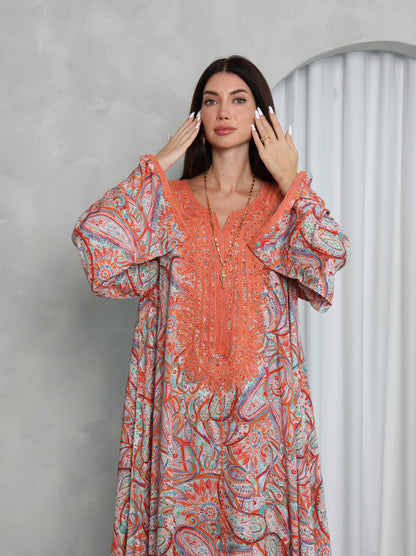 Terracotta Paisley Kaftan