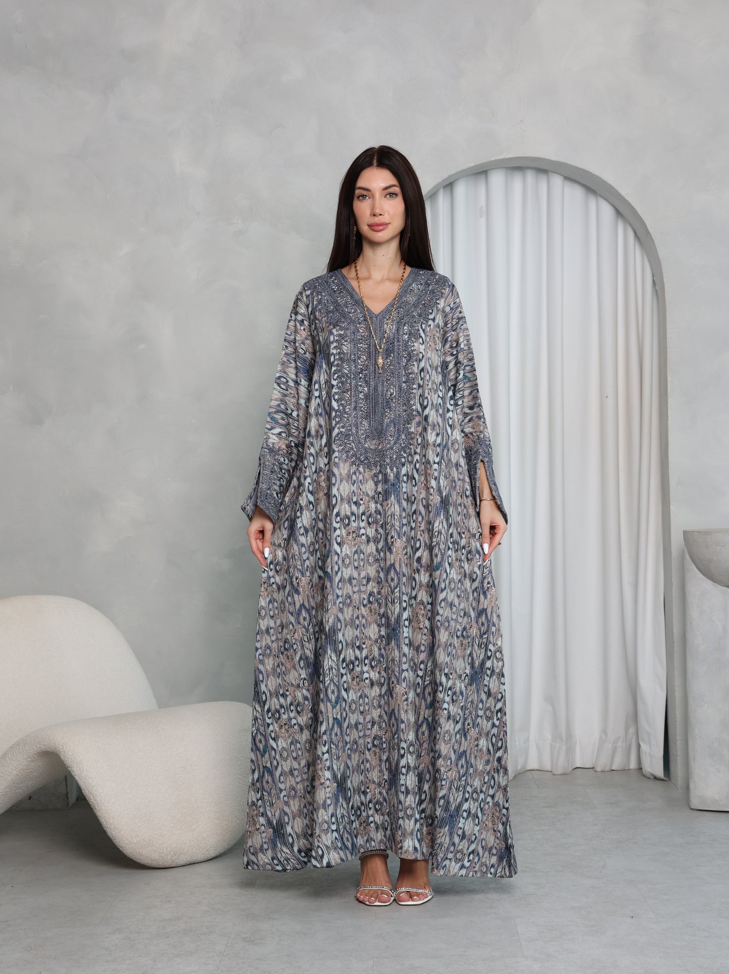 Slate Ikat Kaftan
