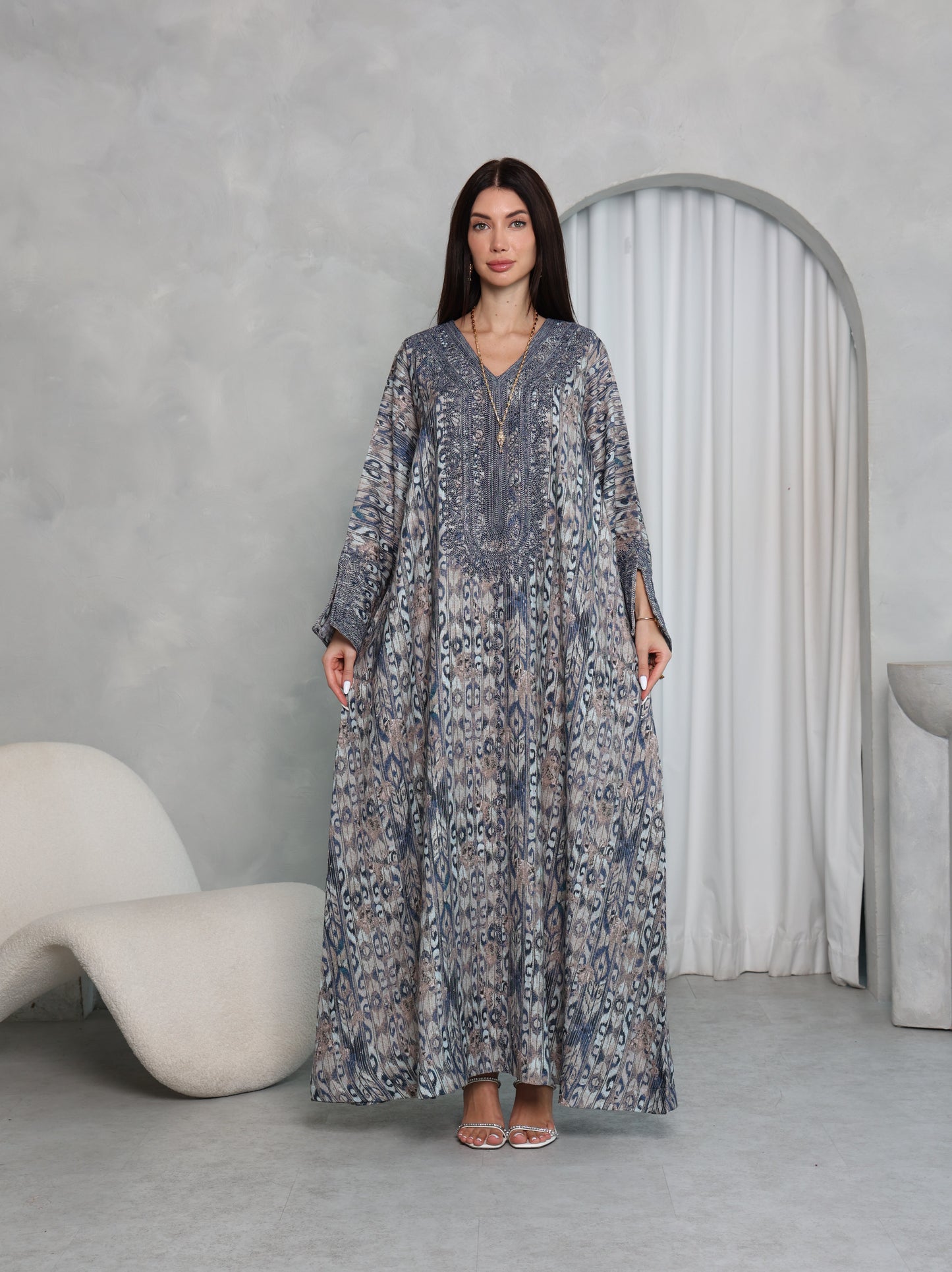 Slate Ikat Kaftan