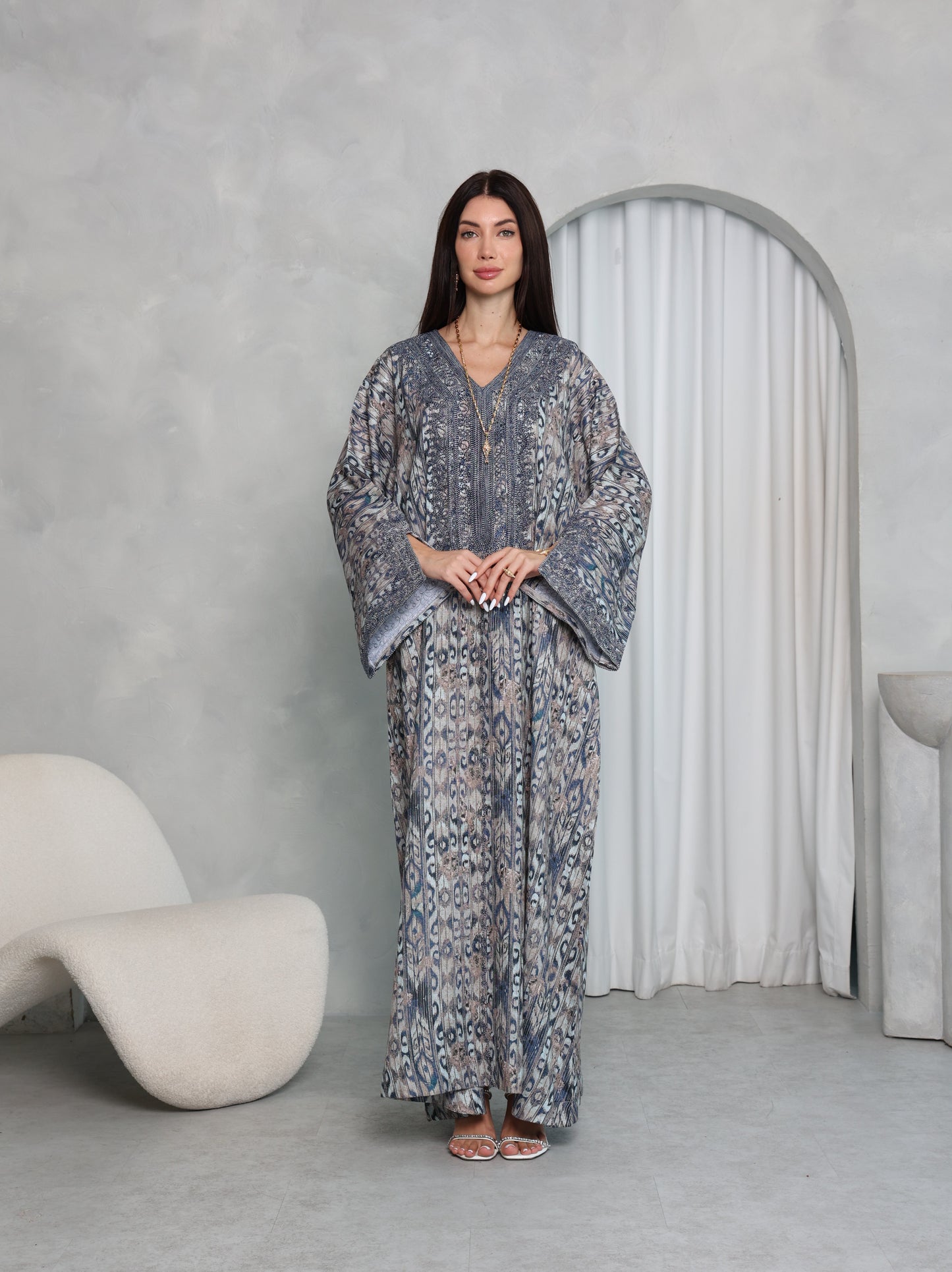 Slate Ikat Kaftan