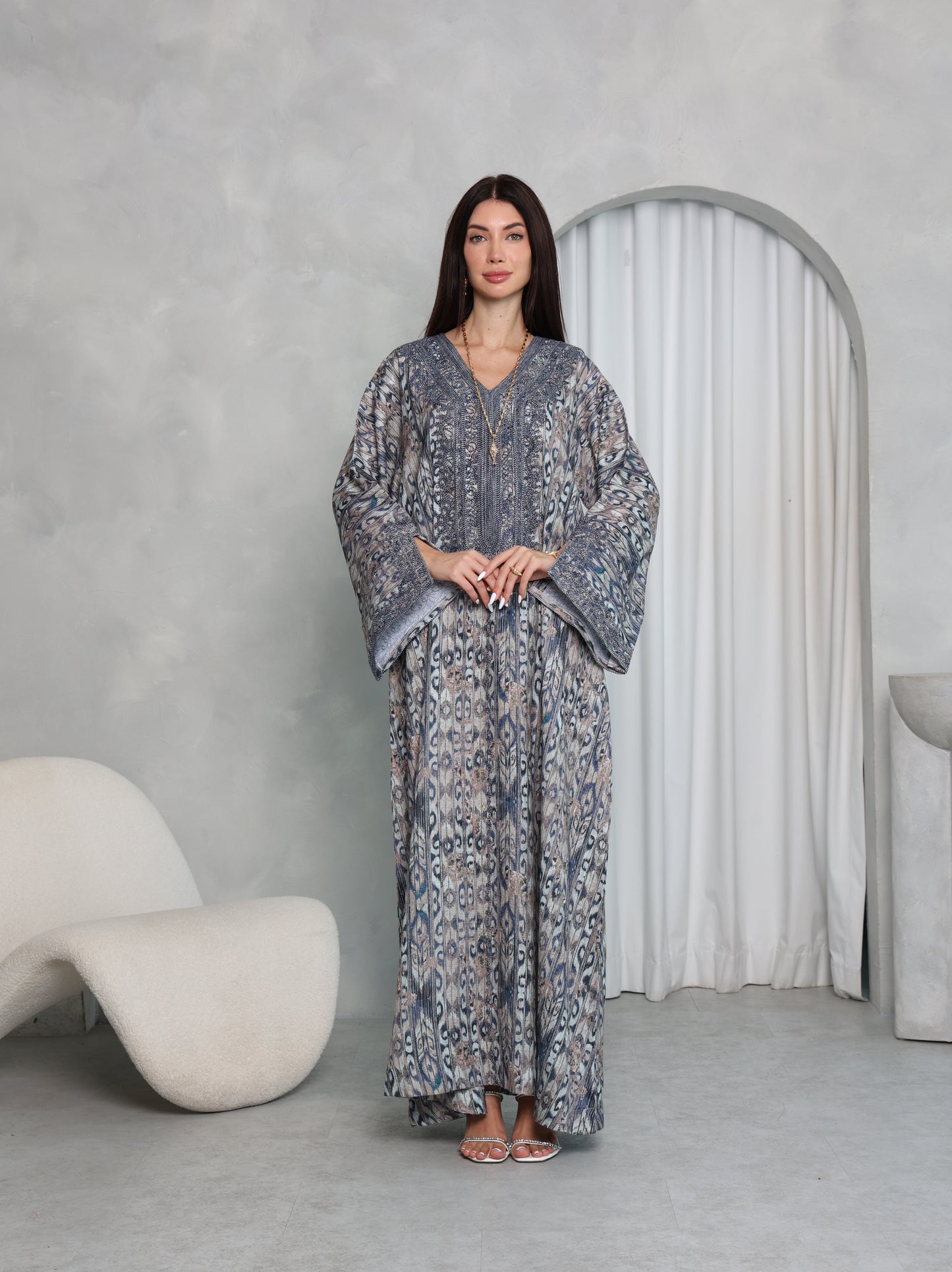 Slate Ikat Kaftan