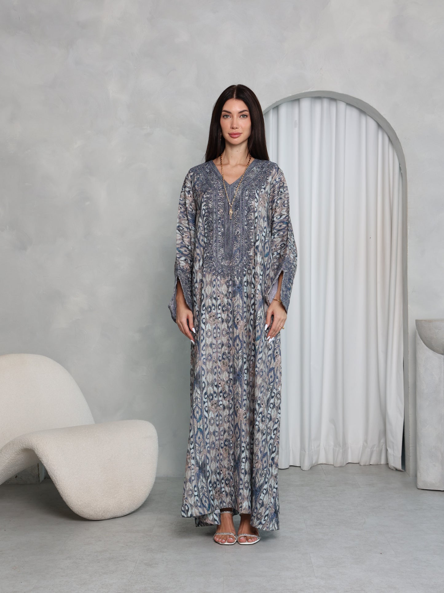 Slate Ikat Kaftan