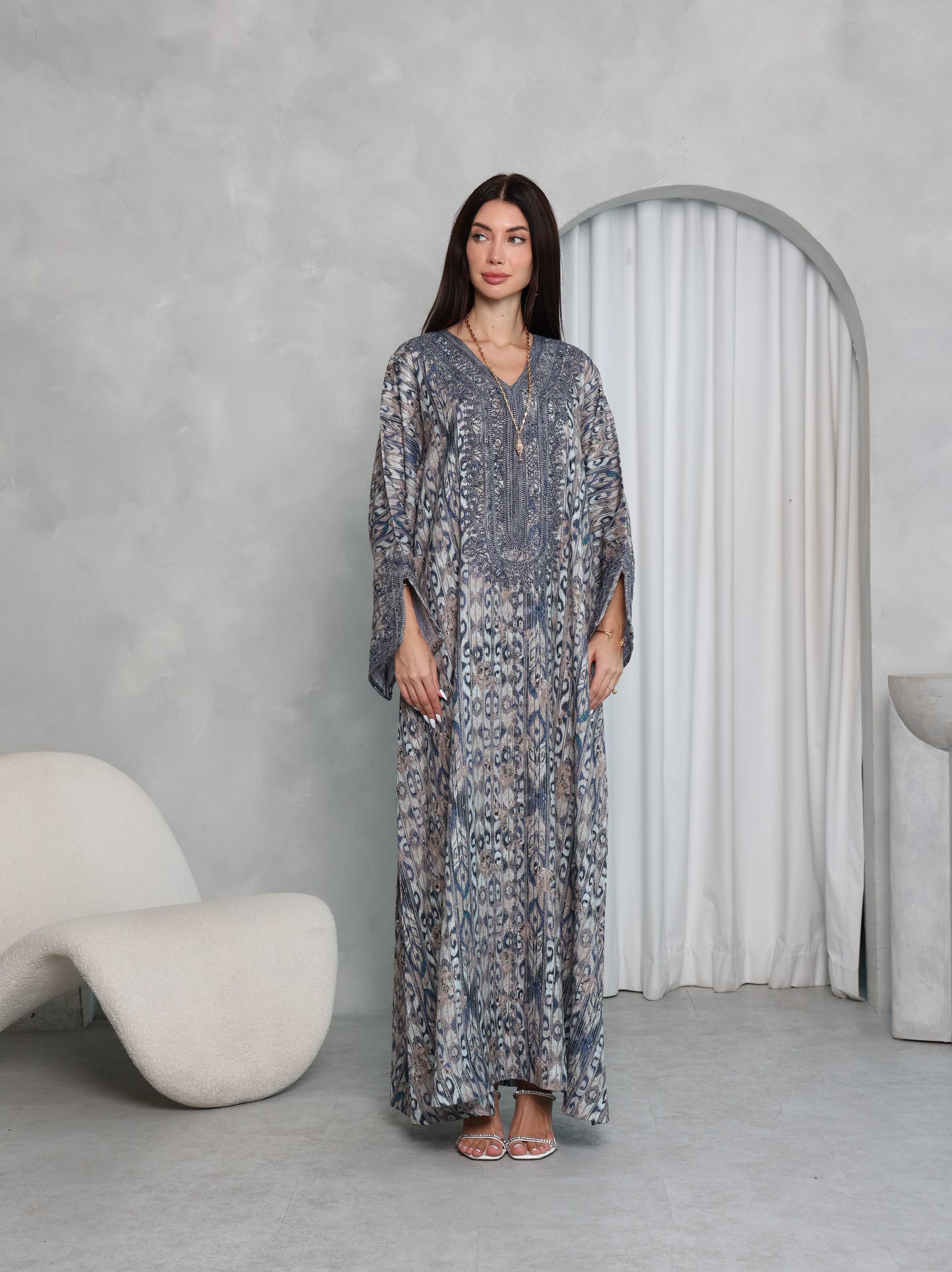 Slate Ikat Kaftan