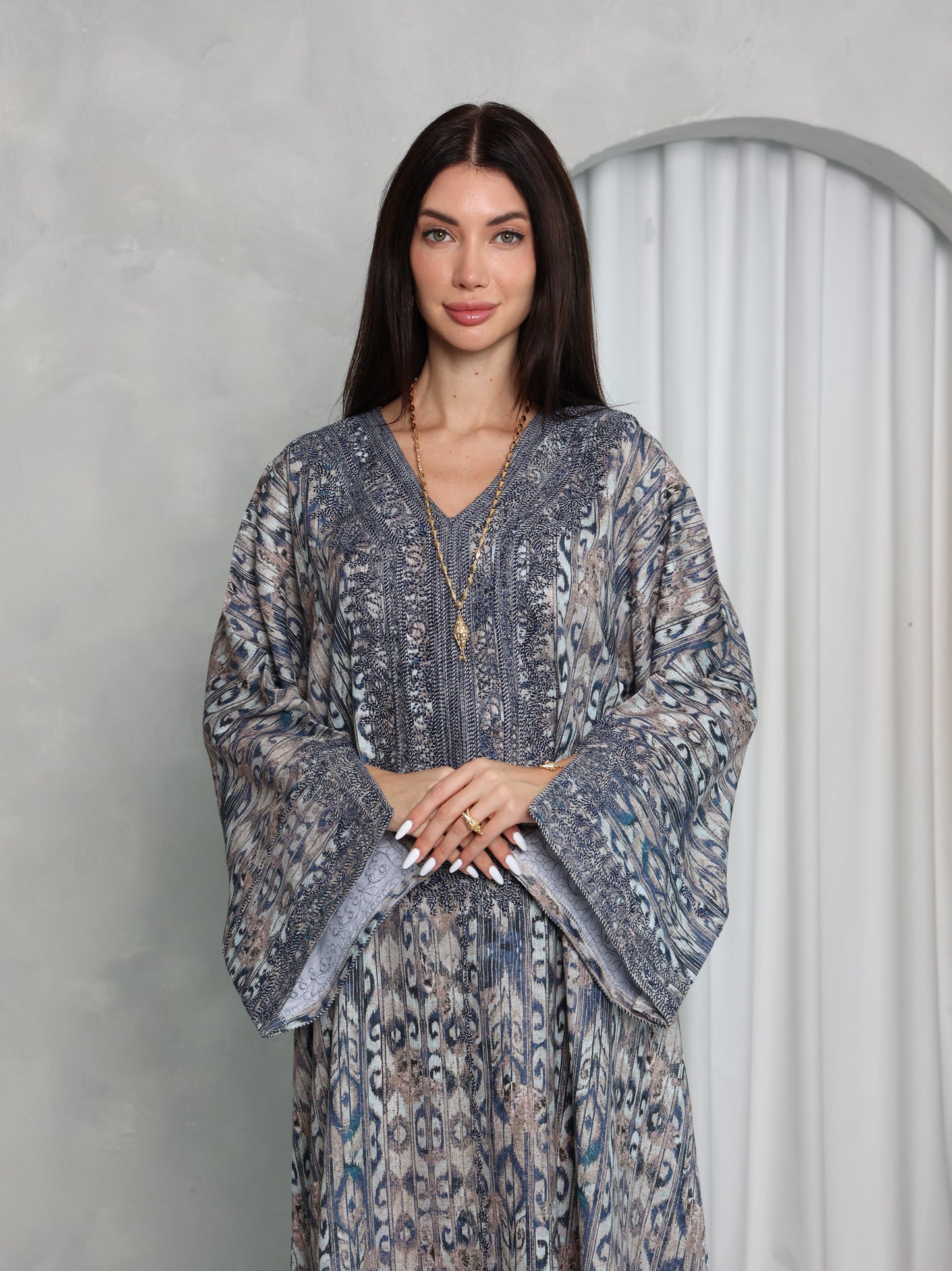 Slate Ikat Kaftan
