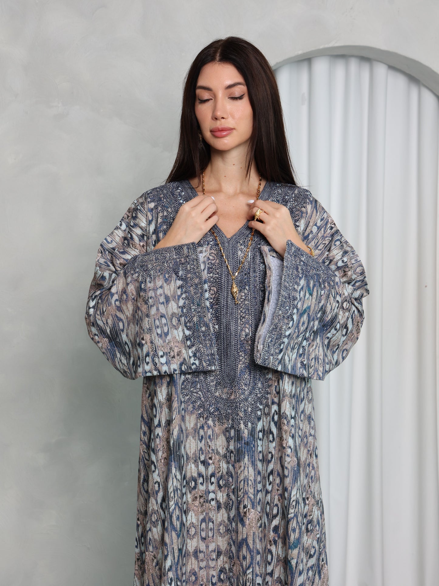 Slate Ikat Kaftan