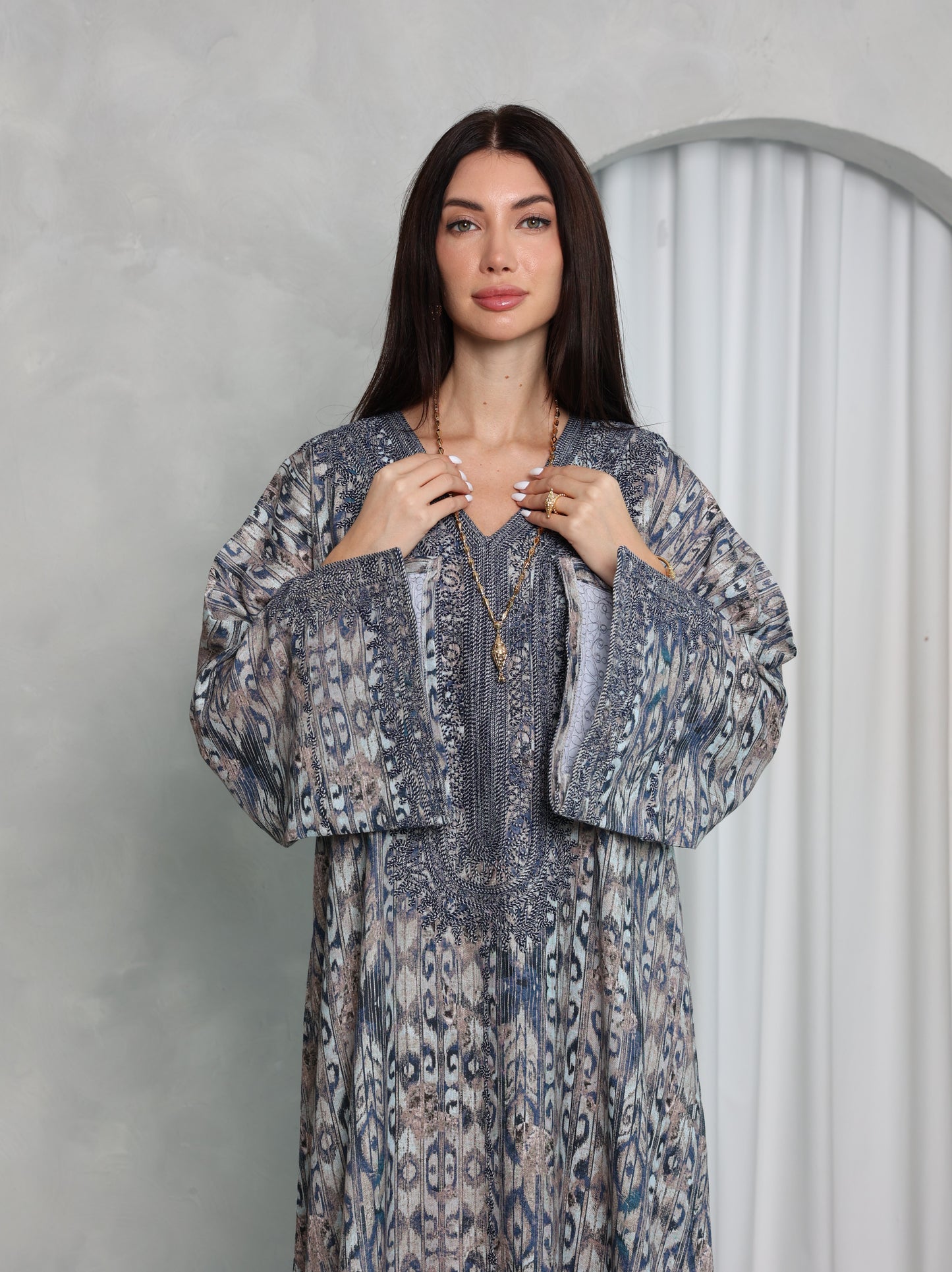 Slate Ikat Kaftan
