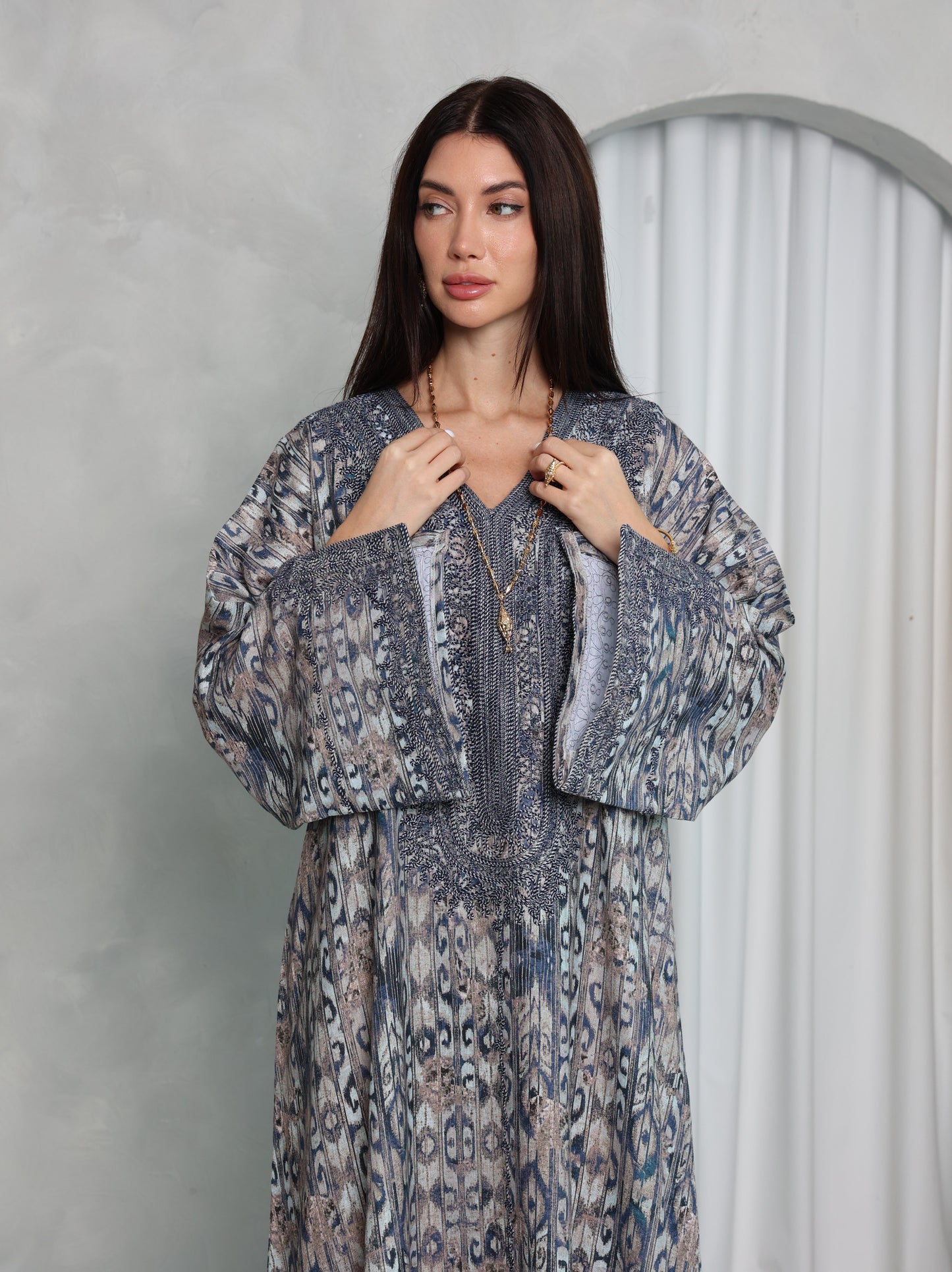 Slate Ikat Kaftan