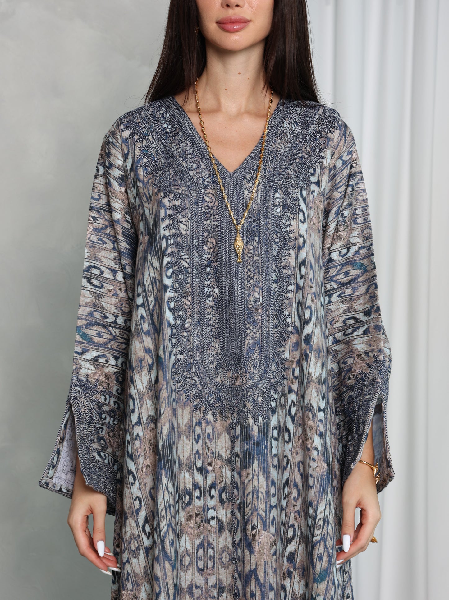Slate Ikat Kaftan