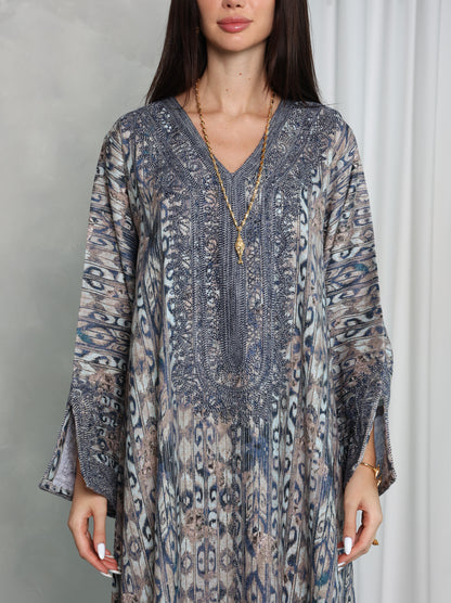 Slate Ikat Kaftan