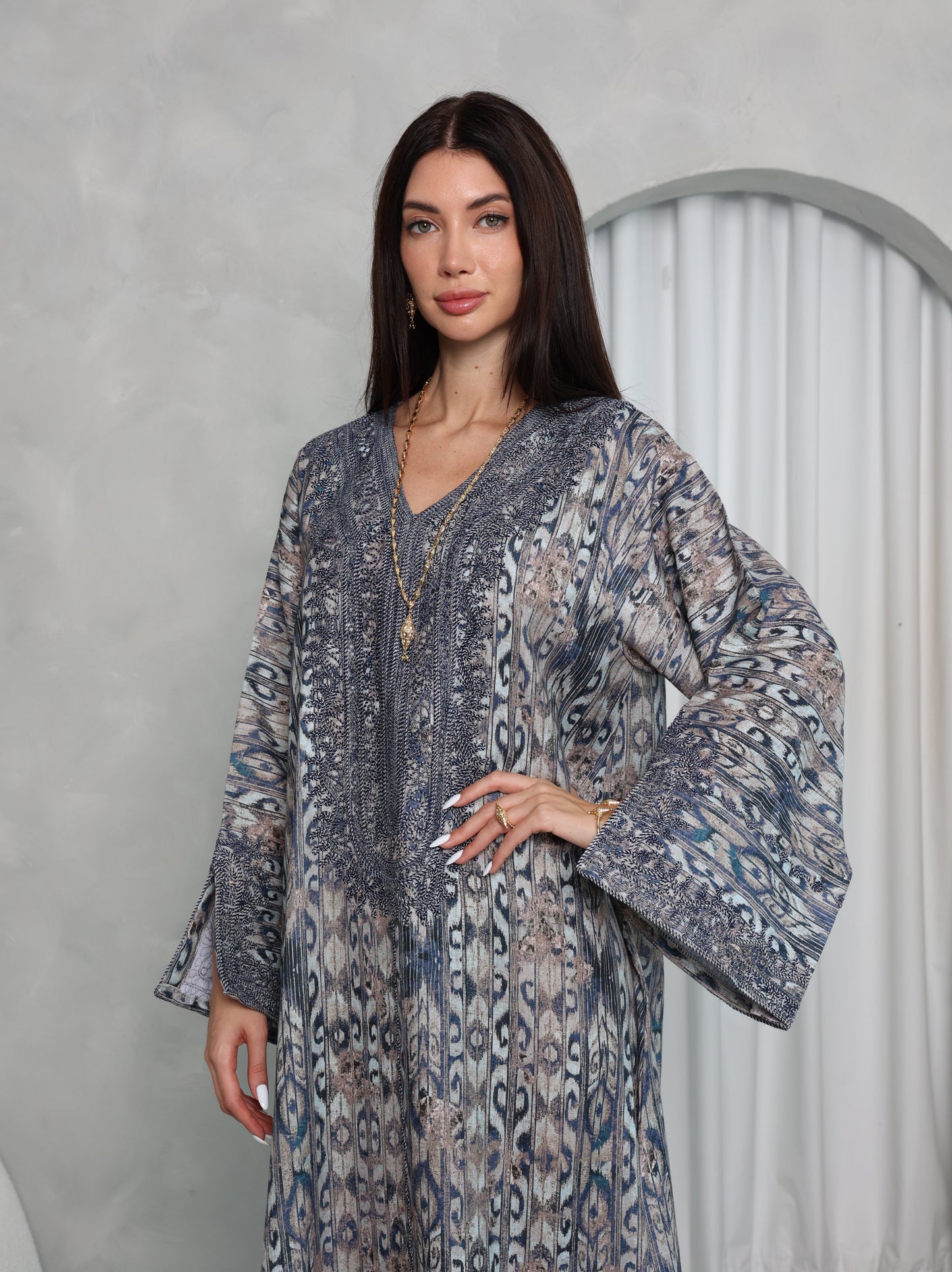 Slate Ikat Kaftan