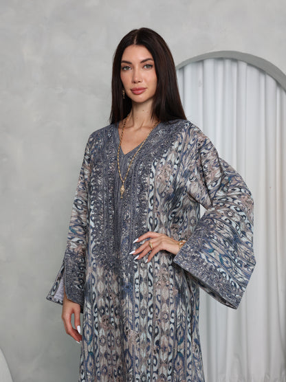 Slate Ikat Kaftan