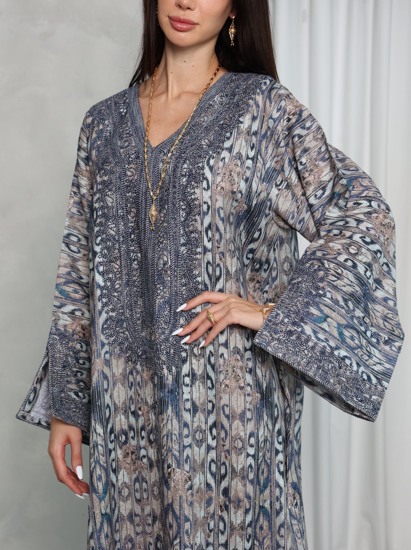 Slate Ikat Kaftan