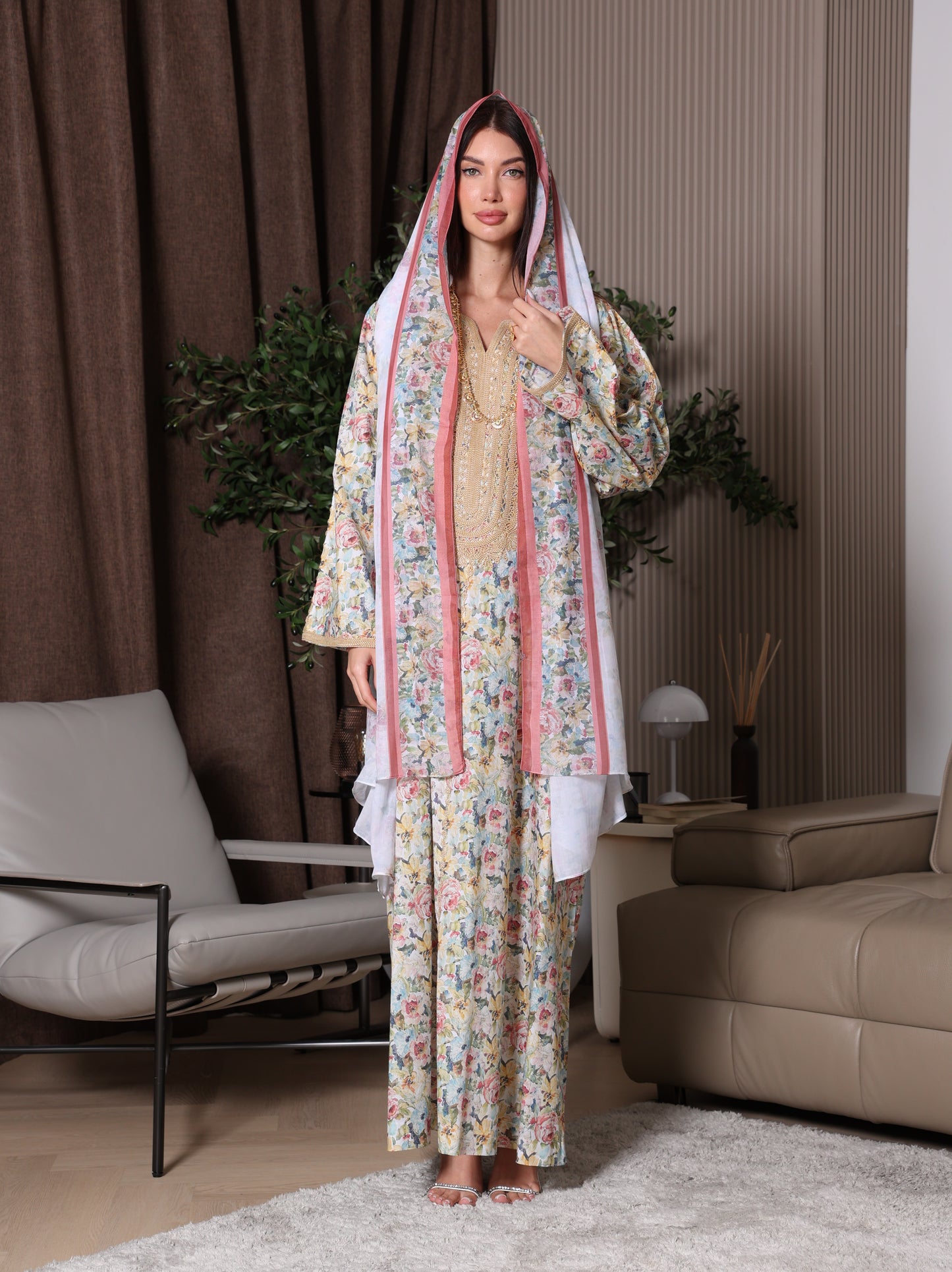 Royal Wisteria Kaftan Set