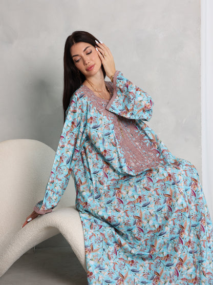 Sky Botanical Kaftan