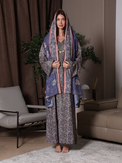 Midnight Indigo Botanical Kaftan Set