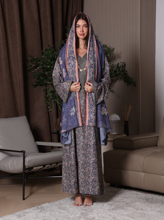 Midnight Indigo Botanical Kaftan Set