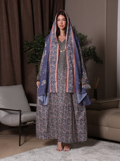 Midnight Indigo Botanical Kaftan Set