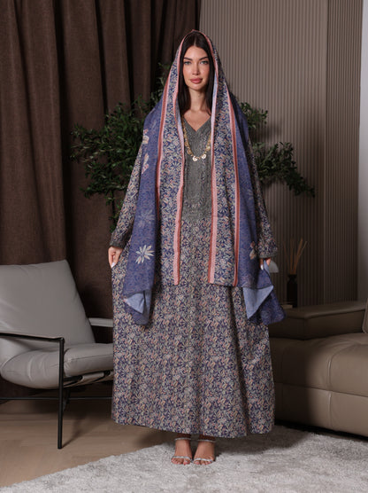 Midnight Indigo Botanical Kaftan Set