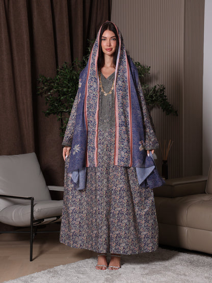Midnight Indigo Botanical Kaftan Set