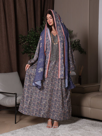 Midnight Indigo Botanical Kaftan Set