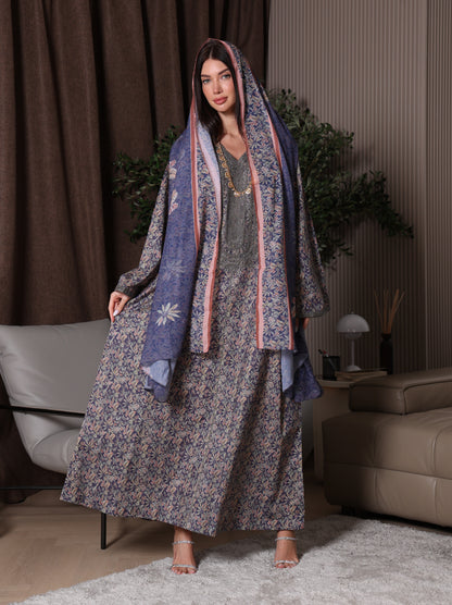 Midnight Indigo Botanical Kaftan Set