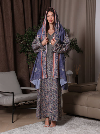 Midnight Indigo Botanical Kaftan Set