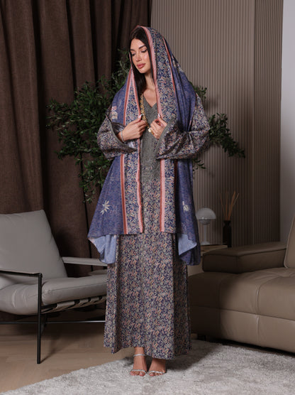 Midnight Indigo Botanical Kaftan Set