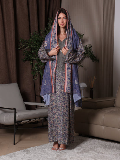 Midnight Indigo Botanical Kaftan Set