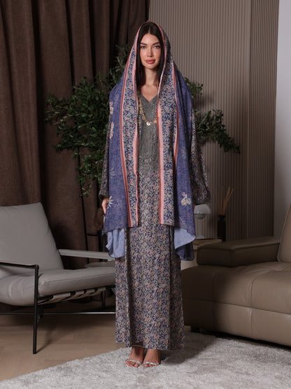 Midnight Indigo Botanical Kaftan Set
