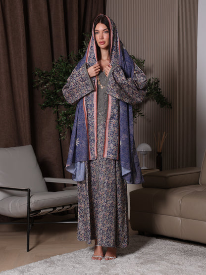 Midnight Indigo Botanical Kaftan Set