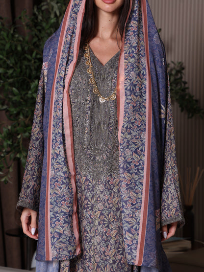 Midnight Indigo Botanical Kaftan Set