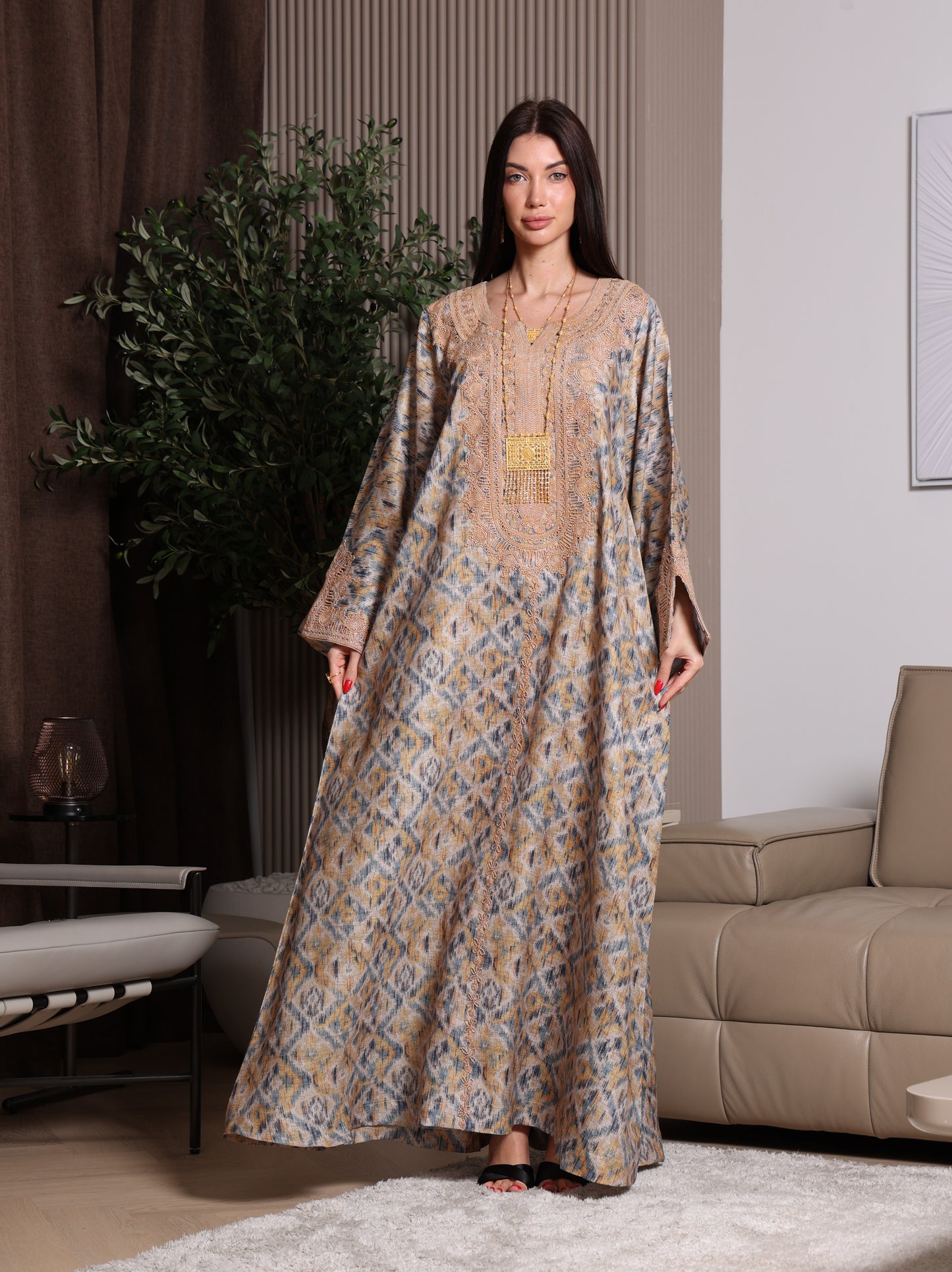 Golden Ikat Kaftan