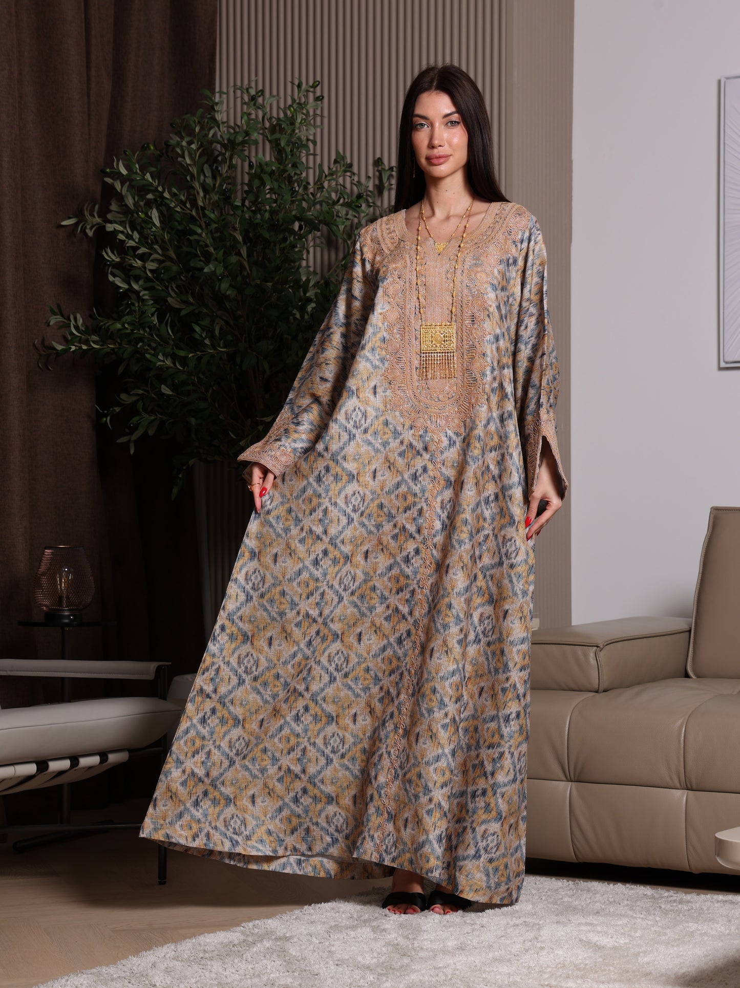 Golden Ikat Kaftan